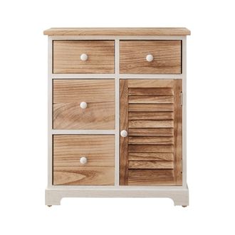 Mobili Rebecca Rebecca Mobili Cajonera Blanco Madera Natural 4 Cajones 1 Puerta 70x60x30