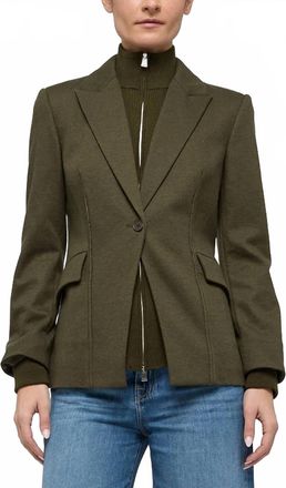 SIMKHAI Auden Knit Combo Blazer In Dark Olive