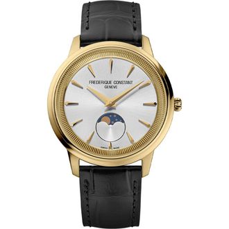 Frederique Constant Classic Moonphase Leather Strap Watch, 37mm in Brown at Nordstrom