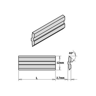 CMT 795.640.12 Juego De 2 Cuchillas Centrostar/fix, Quickfix 640x12x2.7mm Hps