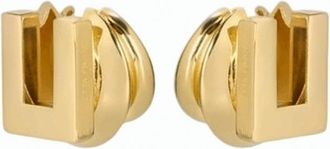 Elisabetta Franchi Gold Plated Logo Earrings