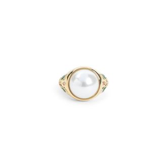 Casablanca Gold Pearl Signet Brass Ring-Uomo