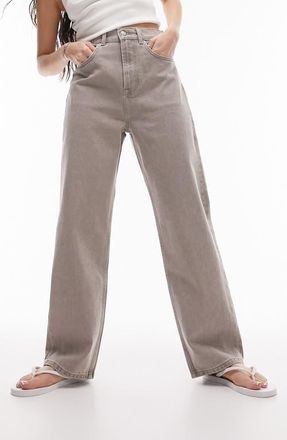 Topshop Awkward Barrel Jeans in Stone at Nordstrom, Size 26
