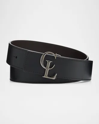 Christian Louboutin Men & apos;s CL-Buckle Reversible Leather Belt