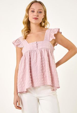 DUSK Textured Bubble Button Top