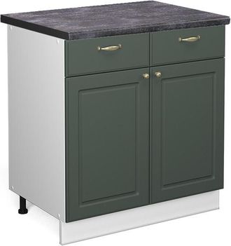 Vicco Mueble Bajo De Cocina Fame-line, Verde Dorado Casa De Campo, 80 Cm, Et Antracita, Vicco
