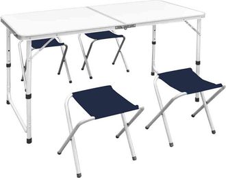 vidaXL Vidaxl - Mesa De Camping Plegable Ajustable Con 4 Taburetes 120x60 Cm