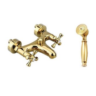 Trade Shop Trade Shop - Rubinetto Per Bagno Vasca Doccia Miscelatore Doppia Manopola In Ottone Oro Lucido