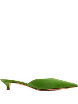 Francesco Russo pointed-toe suede mules - Green