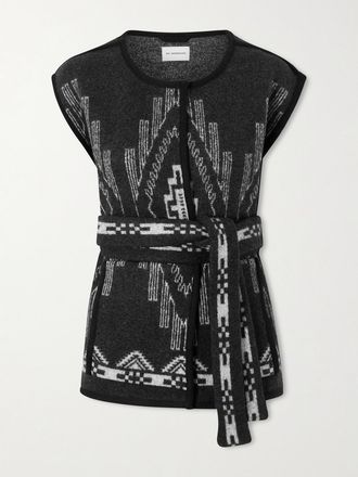 We Norwegians Gilet In Lana Jacquard Con Cintura Kautokeino - Nero