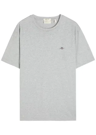 GANT Logo-embroidered Cotton T-shirt - Grey - Xxl