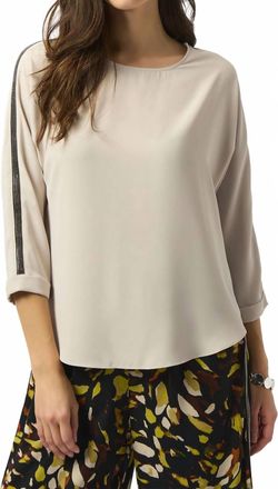 Joseph Ribkoff Embellished 3/4 Sleeves Lightweight Twill Top In Moonstone