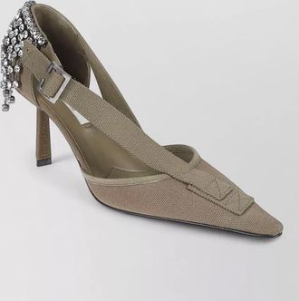 Prada slingback pointed toe pumps embellished heel