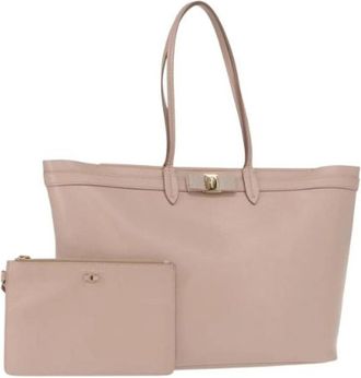 Ferragamo Pre-owned Leren Tote - Dames - Vintage Shopper - Beige - ONE Size - Leer - Vintage