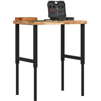 vidaXL Banco De Trabajo Rectangular Madera Maciza 80x60x(73-99,5) Cm Vidaxl