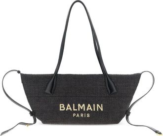 Balmain Track Raffia Tote Bag