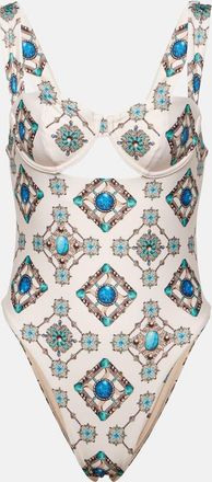 Agua Bendita Citrino Platero printed cutout swimsuit
