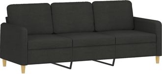 vidaXL Sof&aacute; De 3 Plazas De Tela Negro 180 Cm Vidaxl