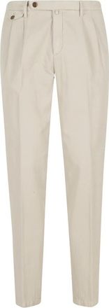 BRIGLIA 1949 Pant Doppia Pinces Cotone Lino - Heren - Nette broeken - Beige - XL - Katoen - Broeken