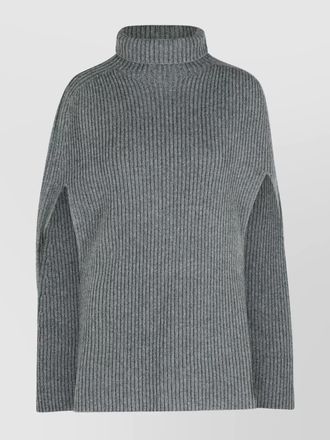 Jil Sander wool turtleneck cape ribbed texture
