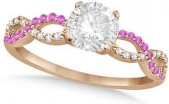 Allurez Infinity Round Diamond Pink Sapphire Engagement Ring 14k Rose Gold (0.75ct)