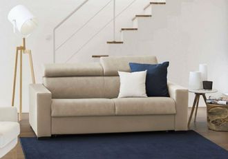 Dmora Sof&aacute; Fijo Dkalul, Gran Sof&aacute; De 2 Plazas, 100% Made In Italy, Sof&aacute; Sala De Estar, En Tela Acolchada, Con Reposacabezas Ajustable Y Reposabrazos Est&aacute;nda