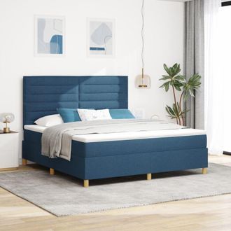 vidaXL LED Box Spring Bed with Mattress Blue 180 x 200 cm Fabric vidaXL
