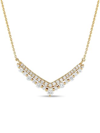 Luxury Bazaar 14K yellow gold diamond V-shaped pendant necklace - Goud