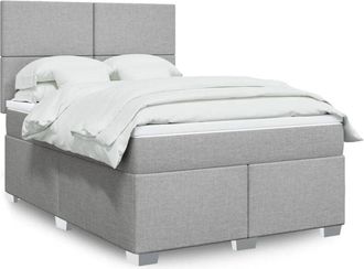 vidaXL Vidaxl - Cama Box Spring Con Colch&oacute;n Tela Gris Claro 140x200 Cm