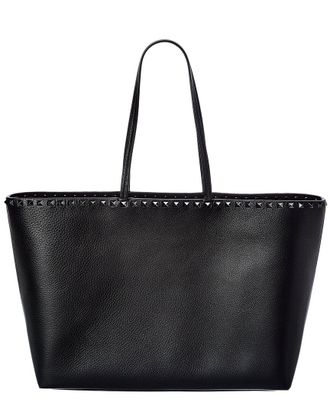 Valentino Rockstud Large Grainy Leather Shopper Tote