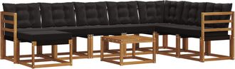 vidaXL Conjunto De Sof&aacute;s De Exterior 9 Uds. Natural Y Negro Vidaxl