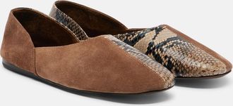 Khaite Jane snake-effect leather and suede ballet flats
