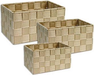 Trade Shop Trade Shop - Cestini Tessuto 3 Scatole Organizer Portaoggetti Bagnoschiuma Makeup Beige Scuro