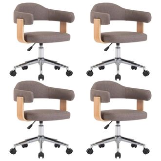 vidaXL Sedie Da Pranzo Girevoli 4 Pz Grigio Talpa In Legno E Tessuto Vidaxl