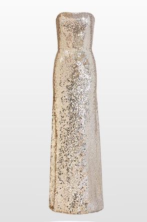 Jenny Packham Caron Sequin-Embellished Strapless Maxi Dress in Cashmere at Nordstrom, Size 6 Uk