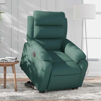 vidaXL Vidaxl - Sill&oacute;n El&eacute;ctrico Reclinable Elevable De Tela Verde Oscuro