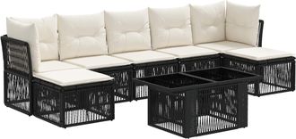 vidaXL Conjunto De Sof&aacute;s De Jard&iacute;n 8 Uds. Negro Rat&aacute;n Sint&eacute;tico Vidaxl