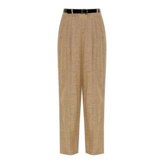 Dolce & Gabbana Belt Broeken - Dames - Wijde Broeken - Beige - XS - Linnen - Broeken