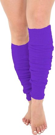 Generic Womens Girls Ribbed Knitted Neon Leg Warmers Ultra Soft 1980s Dance Legwear Fancy Dress Party Accessories - Ladies Stretchy Leg Warmers For Sports Yog