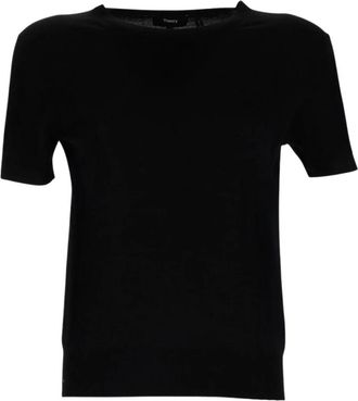Theory Basic Knit Tee - Dames - Ronde hals truien - Zwart - L - Wol - Truien & Vesten