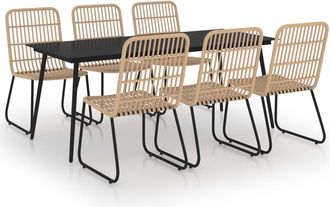vidaXL Juego De Comedor Para Jard&iacute;n 7 Piezas Rat&aacute;n Sint&eacute;tico Y Vidrio Vidaxl