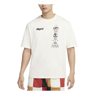 Nike Jordan Mens Air Jordan Minimalistic Alphabet Logo Printing Round Neck Pullover Short Sleeve Creamy White T-Shirt DV3076-133