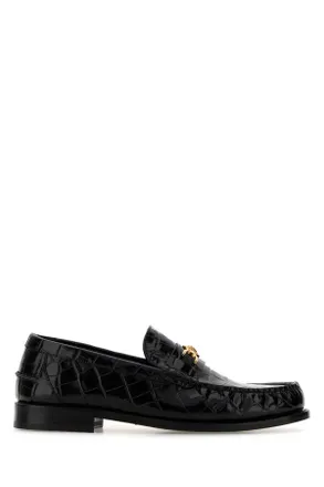Versace Black Leather Loafers