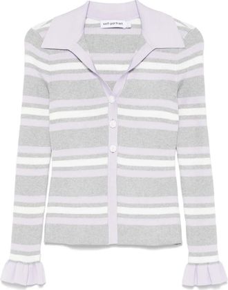 Self Portrait Cardigan a righe - Grigio