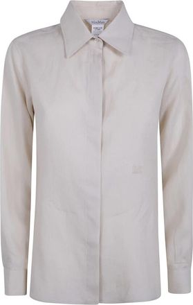 Max Mara Falasco Linnen Klassiek Shirt - Dames - Overhemden - Grijs - S - Linnen - Overhemden
