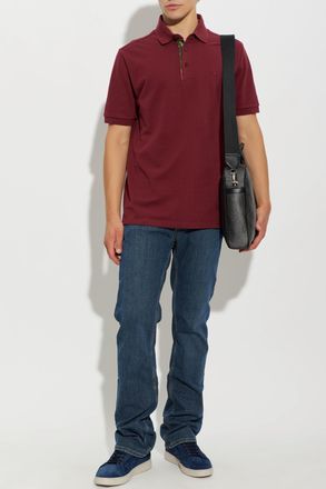 Etro Polo Shirt With Embroidered Logo, Mens, Burgundy