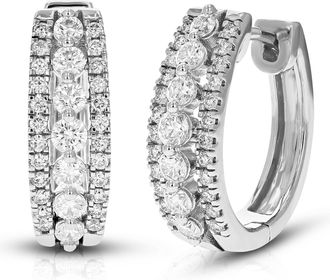 Vir Jewels 1 cttw Lab Grown Diamond Hoop Earrings in Sterling Silver With Hidden Post For Women