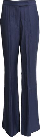 Gabriela Hearst Ribbed Flared Trousers in Navy Blue Viscose