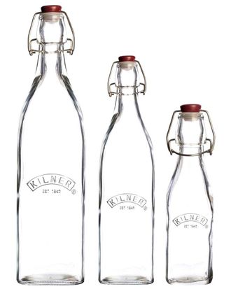 Kilner Kilner Set Of 3 Square Clip Top Bottles