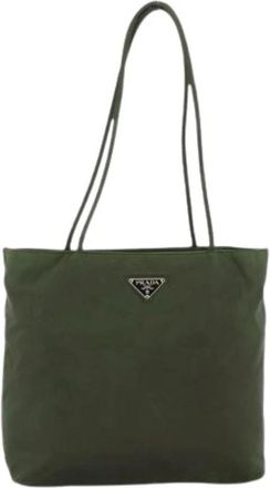 Prada Pre-owned Tote Bags, female, Green, Size: ONE SIZE Pre-owned Vintage Nylon Tote Bag